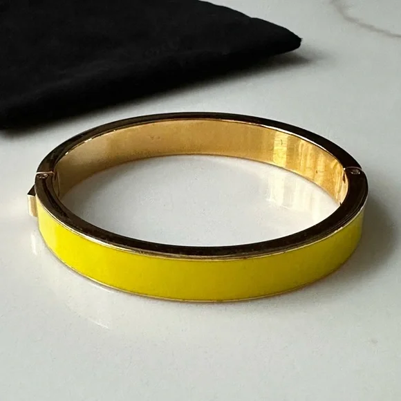 J. Crew Yellow Enamel & Gold-tone hinged Bangle Bracelet - Picture 1 of 3